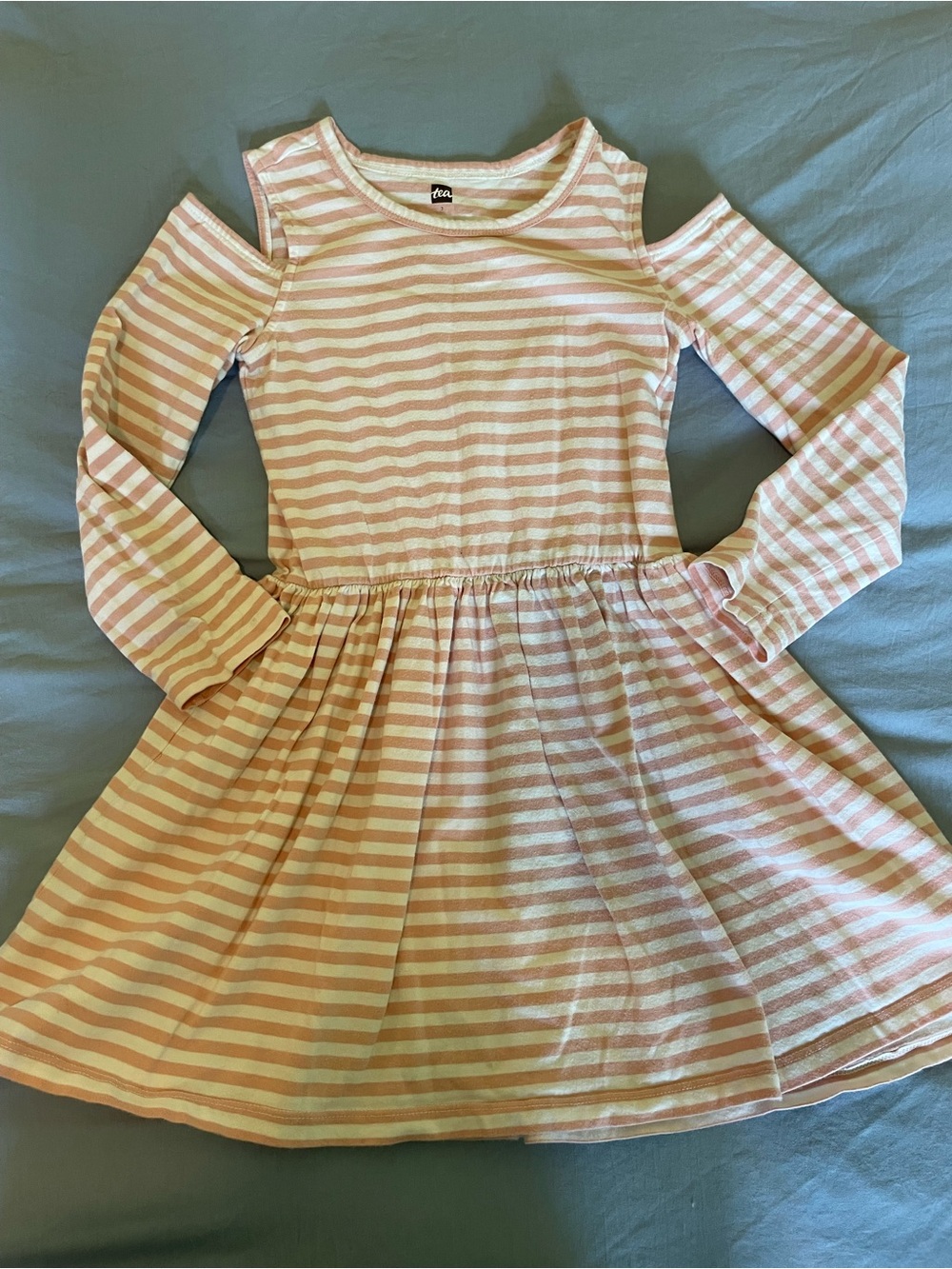 Tea Collection Pink & White Striped Cold-Shoulder Dress
